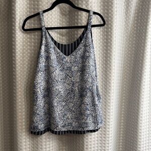 White House Black Market Navy and White Tank Top Reversable